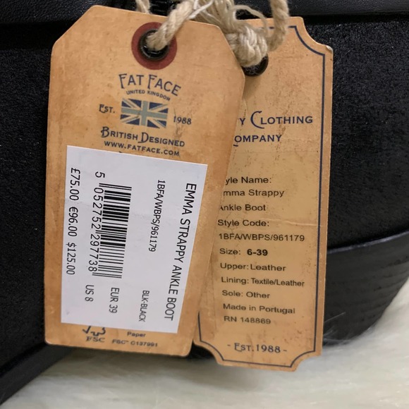 FAT FACE Black Leather EMMA STRAPPY Ankle Boots Sz 8 NWT - Picture 6 of 15